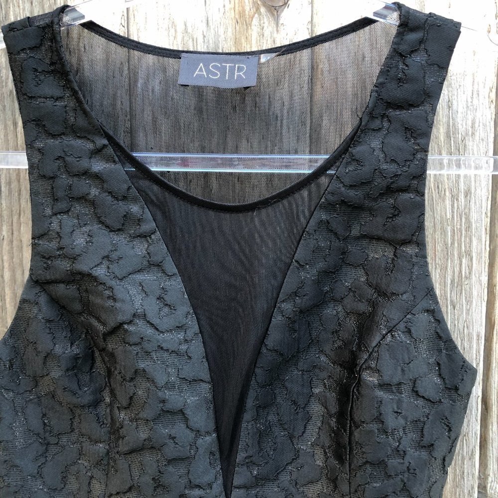 ASTR Black Jacquard LBD A-Line Sleeveless Mini Dress Size XS - Picture 7 of 10